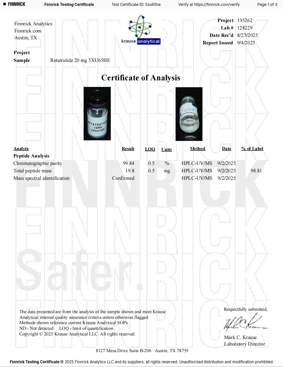 Retatrutide 20mg coa test