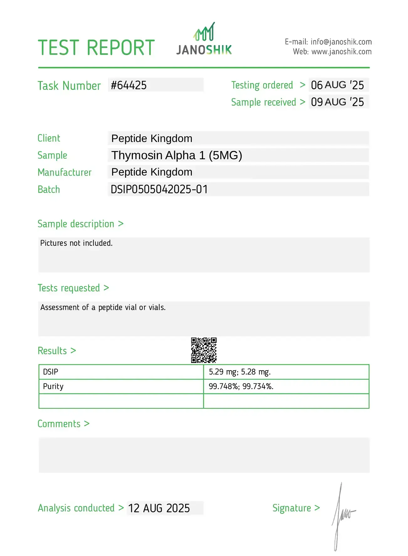 Thymosin Alpha 1 coa