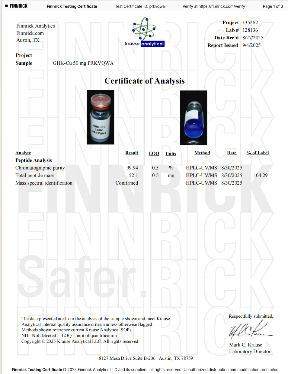 ghkcu 50mg coa tested