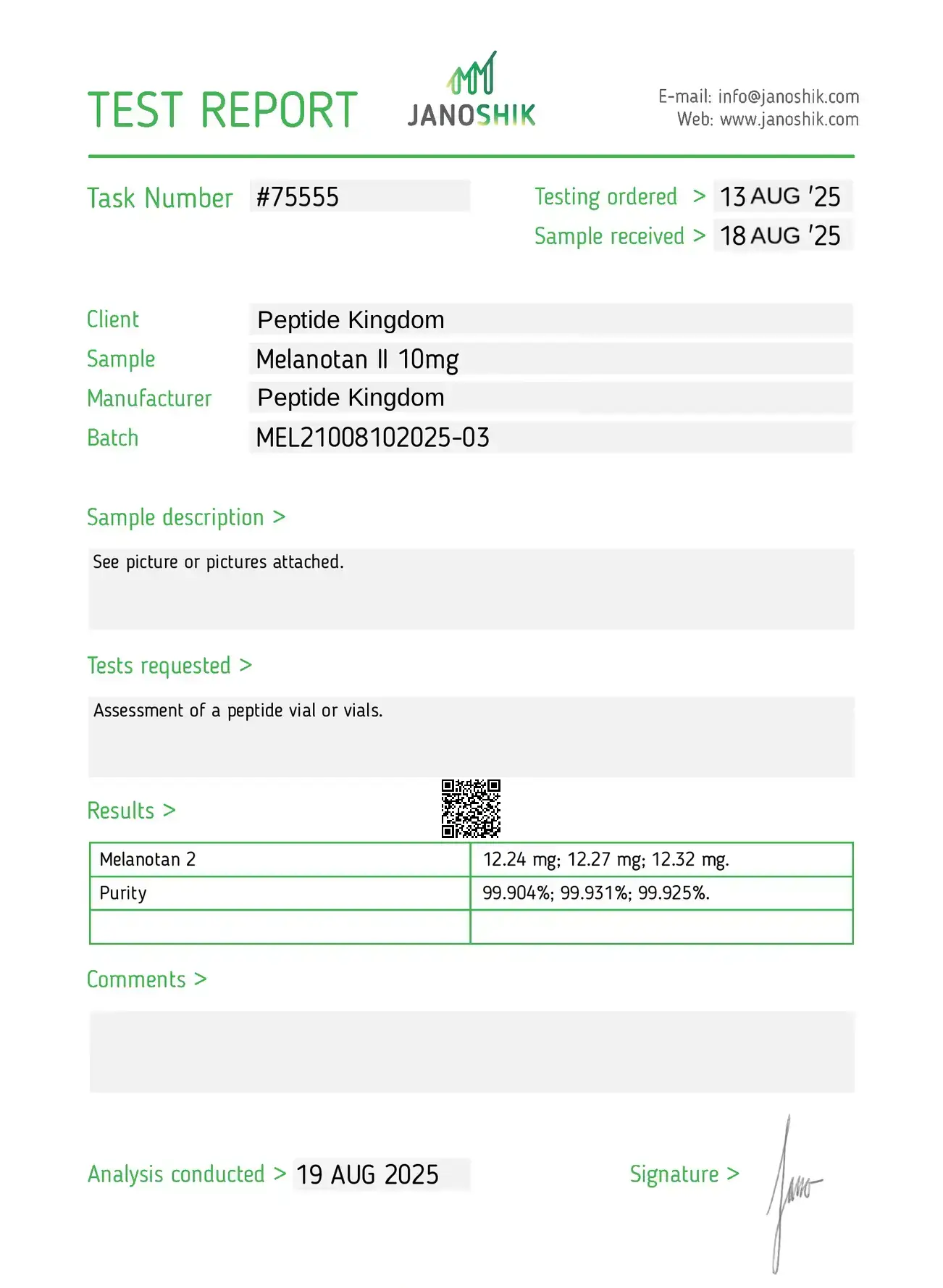 melanotan 2 10mg coa