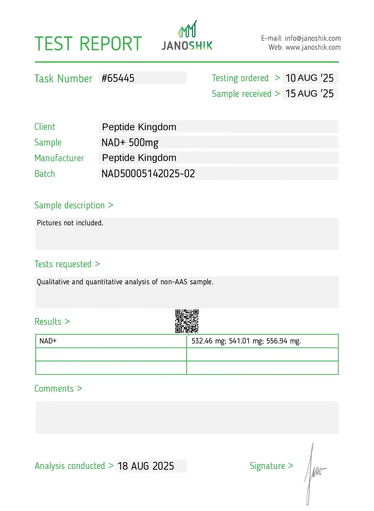 nad 500mg coa