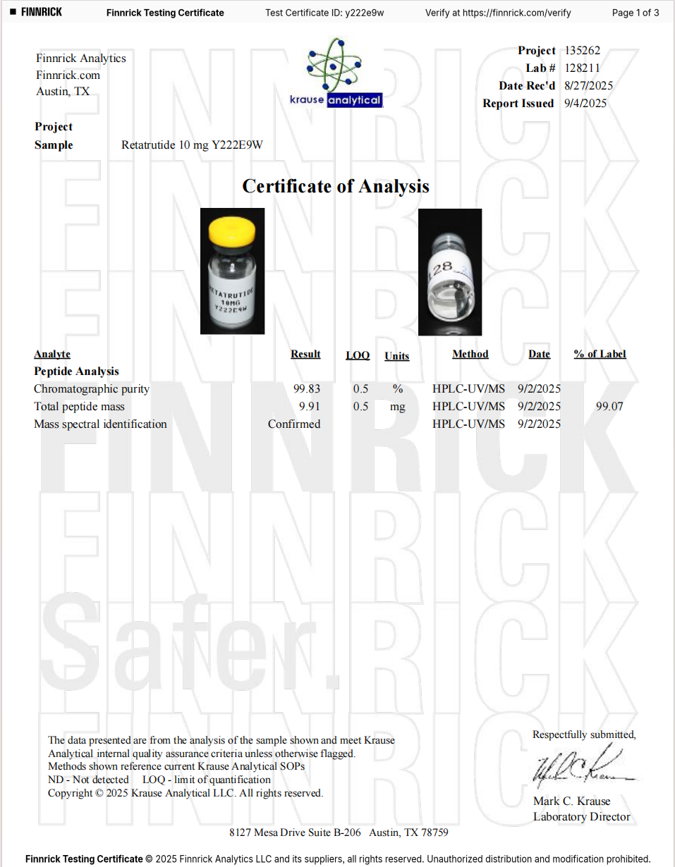 retatrutie 10mg coa tested