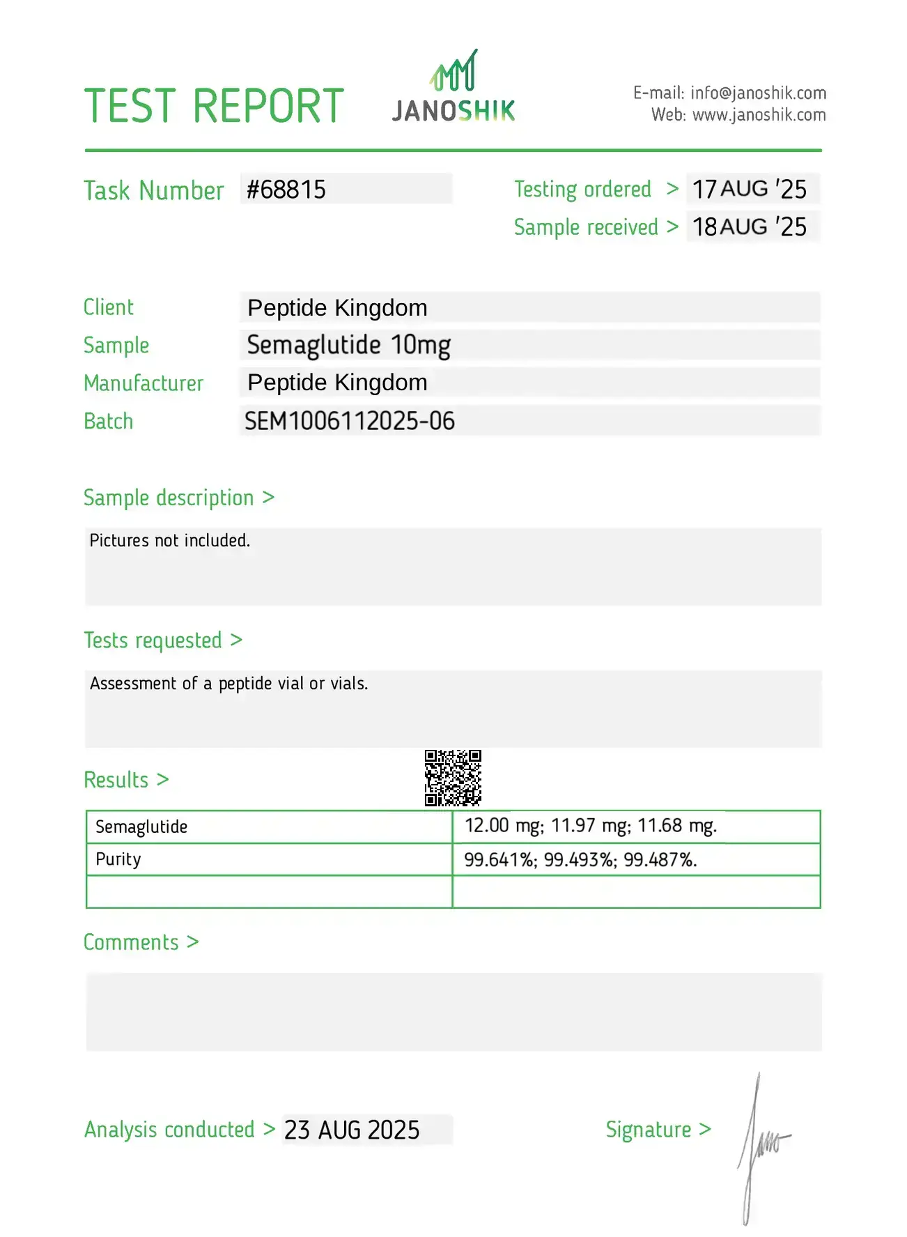 semaglutide 10mg coa